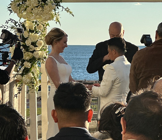 Waterfront wedding ceremony at Beauport Hotel · Gloucester in Gloucester, Massachusetts — DJ KYD & Co. event entertainment